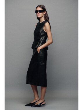 ZARA LEATHER-EFFECT MIDI SKIRT 4387/250/800